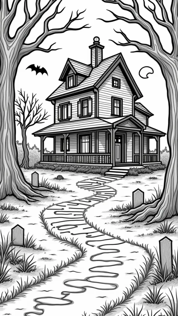 coloring pages haunted house